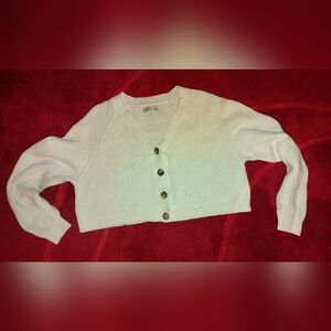 Oversize Cropped Button-Up Sweater